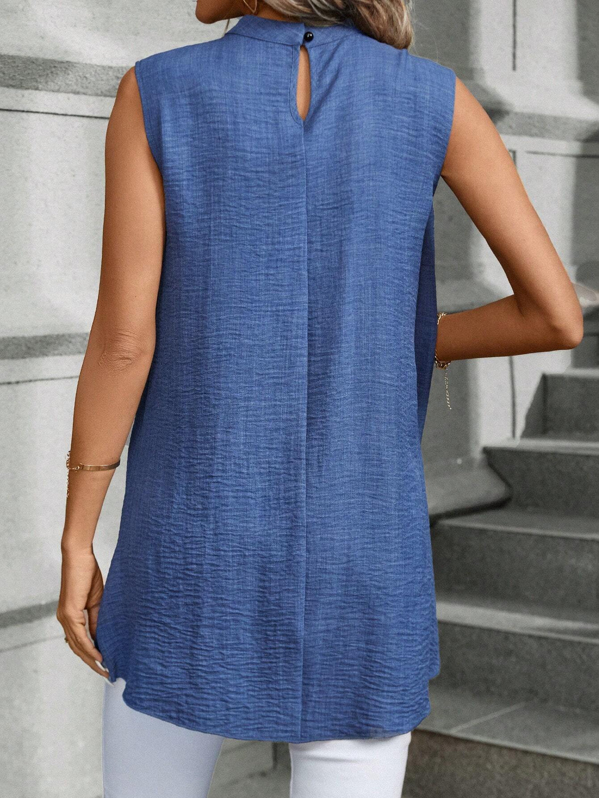Asymmetrical Hem Sleeveless Blouse - Bold Draped Top for Women